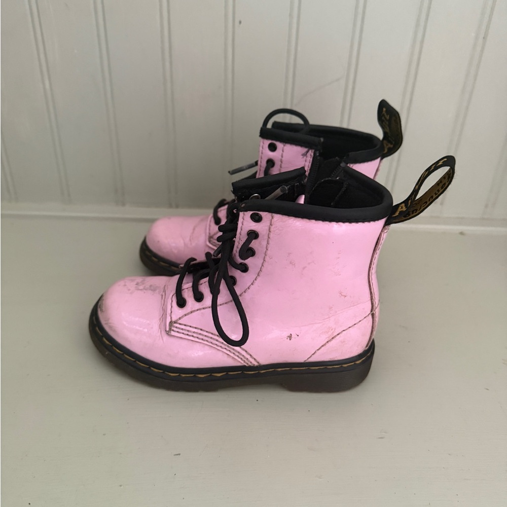 Dr. Martens Kids Pink Lace-Up Combat Boots